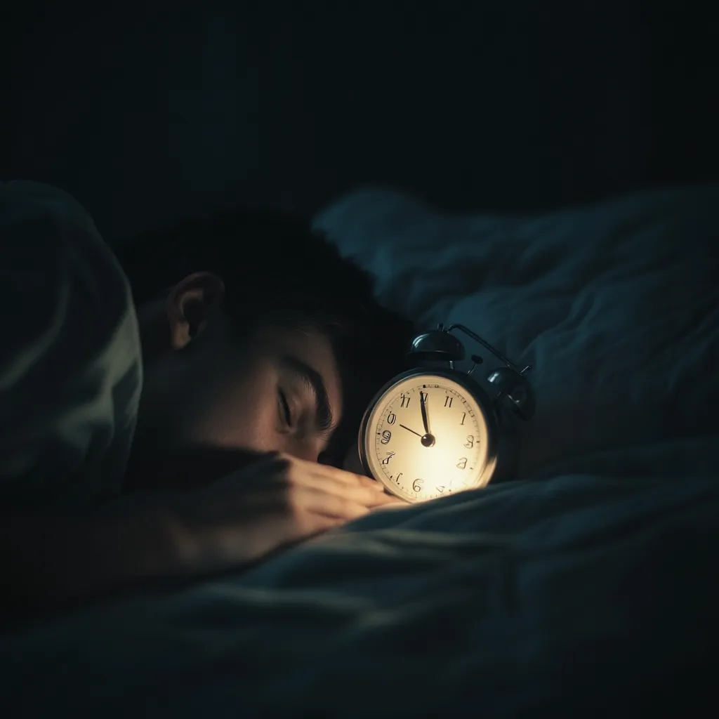 A boy snoozing an alarm