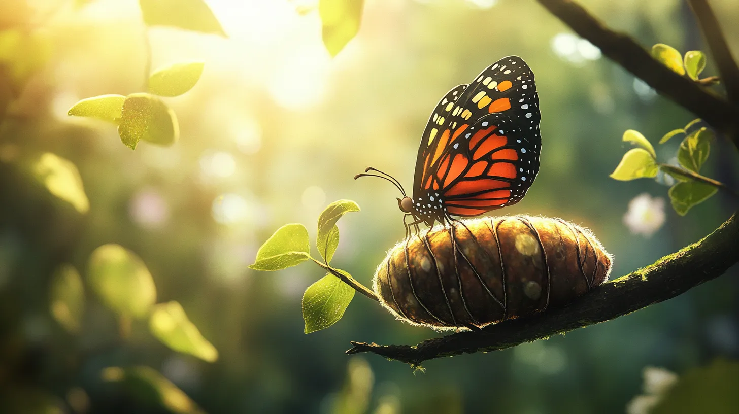 A butterfly coming out of the coccoon