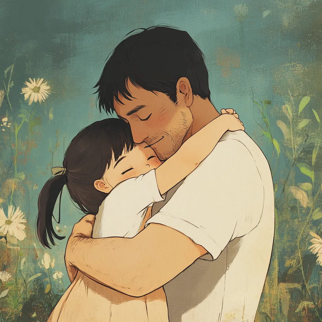 A father embracing his daughter
