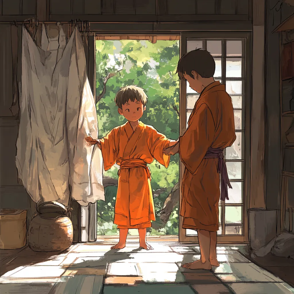 A young monk going to older monk