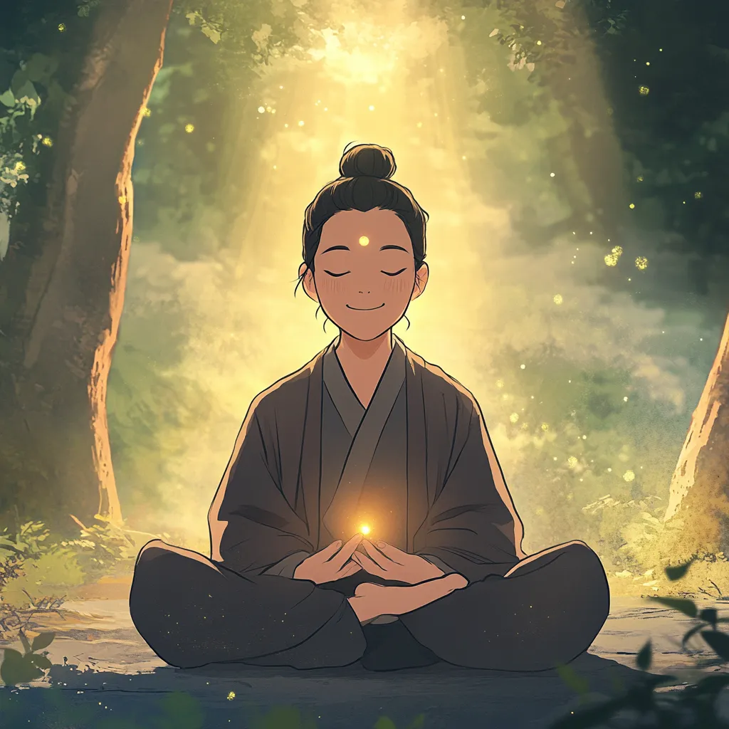 A smiling budha in meditation