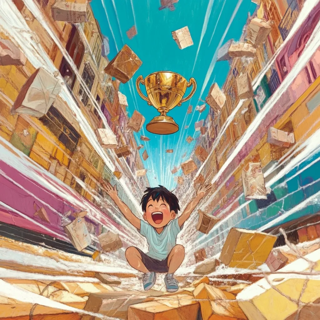 A boy winning a trophy