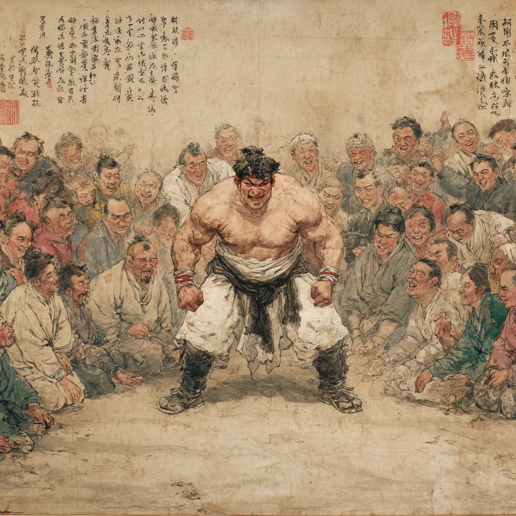 A wrestler in the middle of the ring