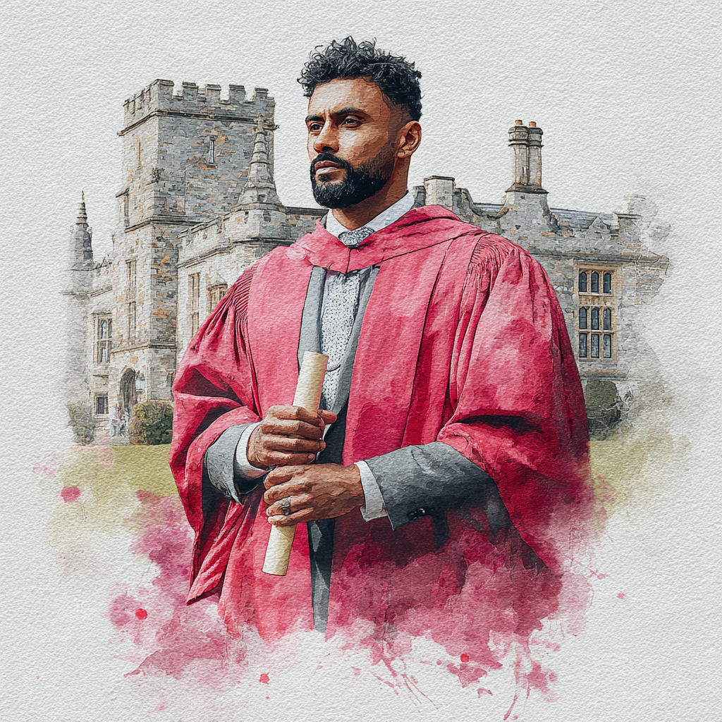 A man graduatin from college holding his degree